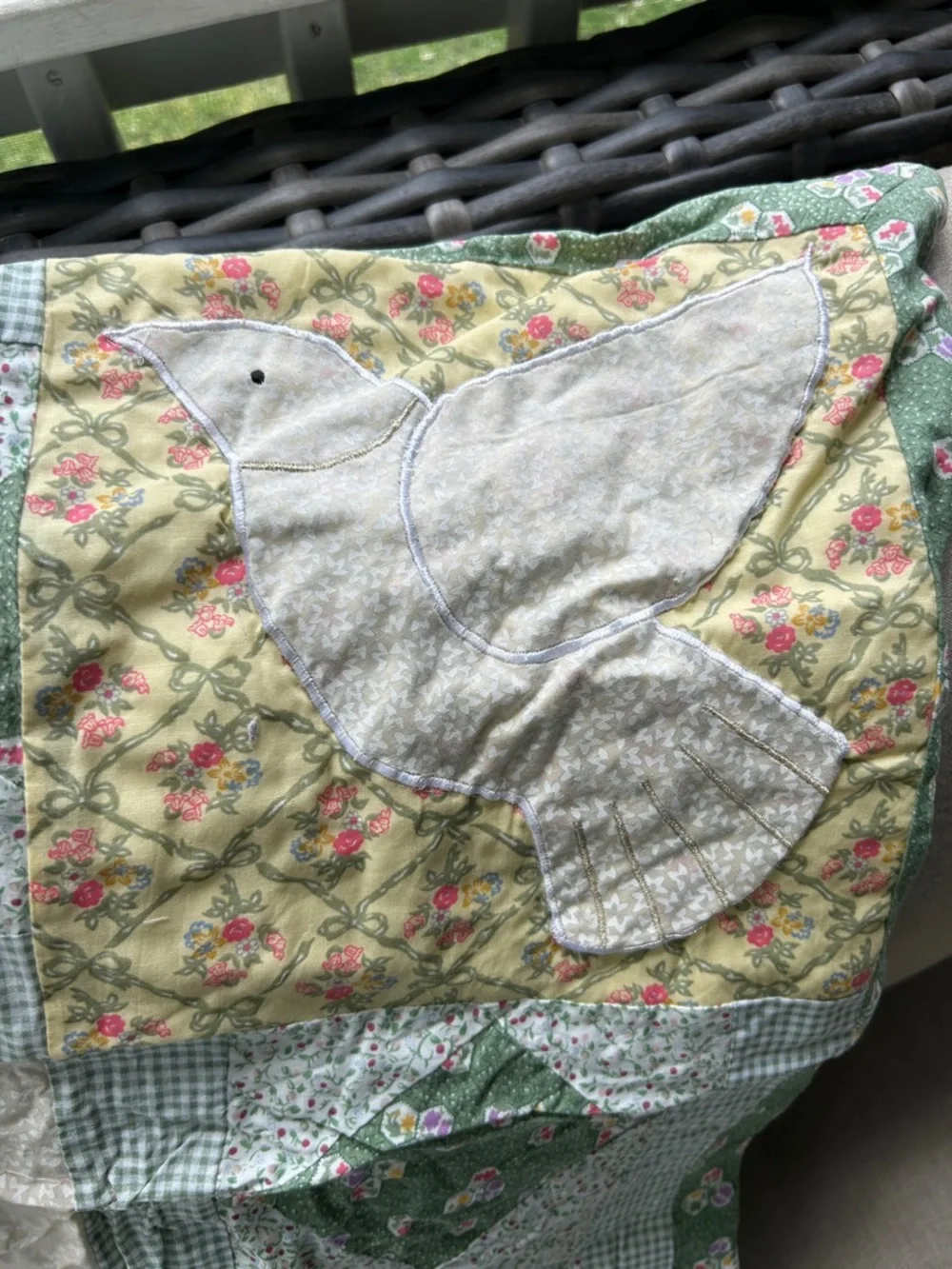 Lion & Lamb Quilted Patchwork Throw in colorful grannysquares nursery zoo ark
